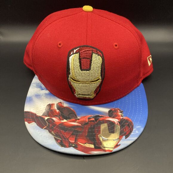 New Era Marvel Comics Iron Man 59Fifty Movie Iron Man 2 Rare Brim Face Cap Hat - Picture 1 of 12